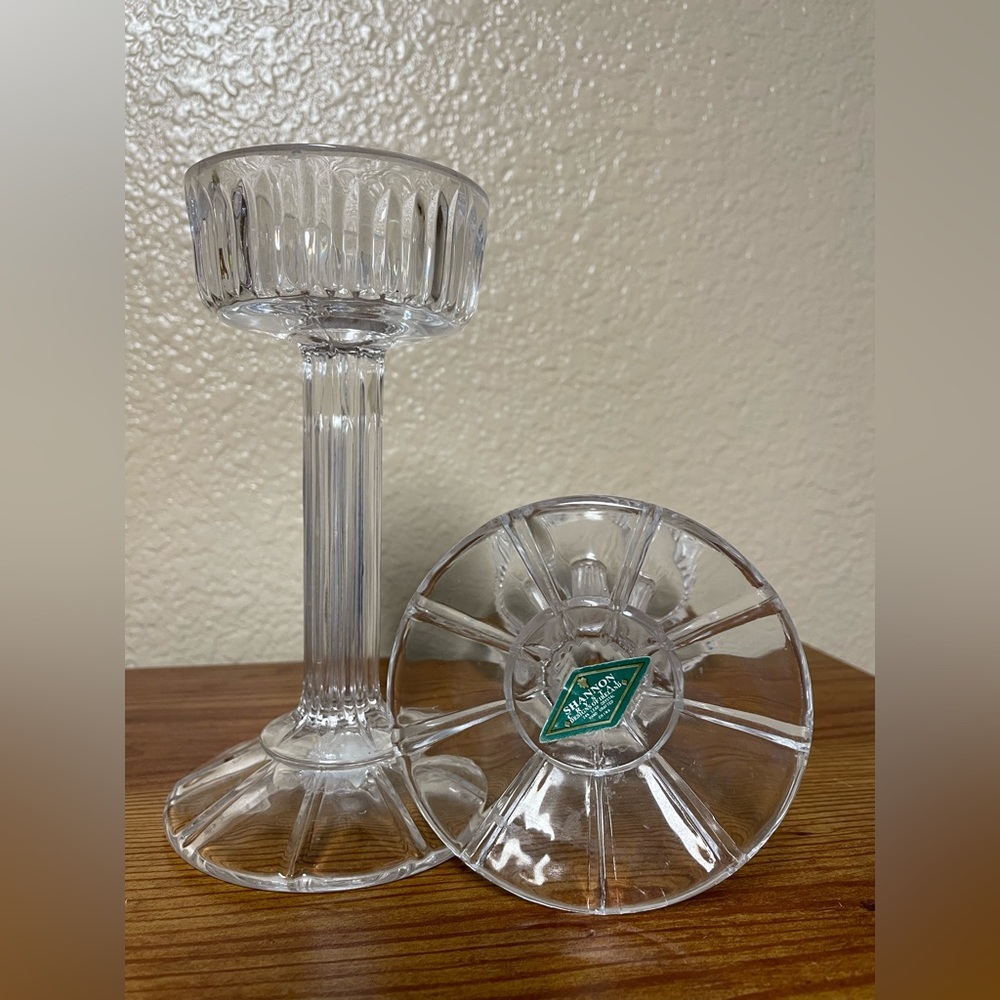 Shannon Crystal Designs of Ireland: 2 Candle Holders 7” - Picture 3 of 11